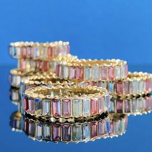 2 NWT Gold Pastel Iridescent BaubleBar Rings